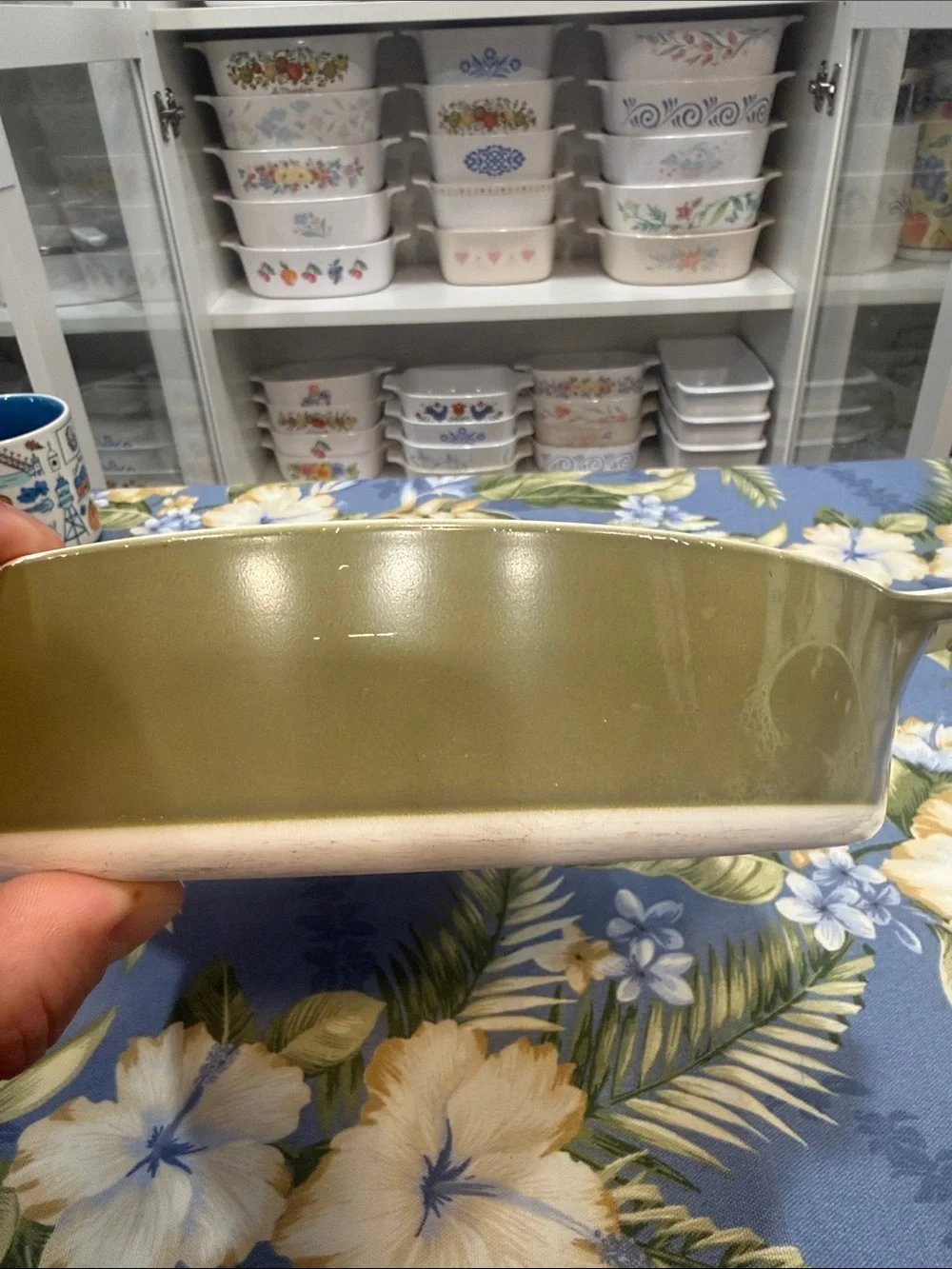 Corningware Green and White Baking Dish